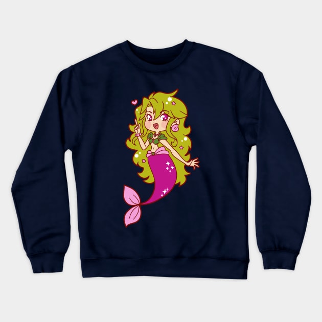 Green Haired Mermaid Crewneck Sweatshirt by saradaboru